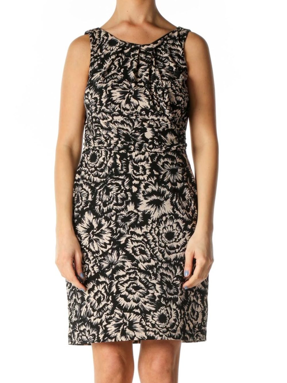 Ann Taylor, Sleeveless Dress, Black and White Floral Print | Size 10